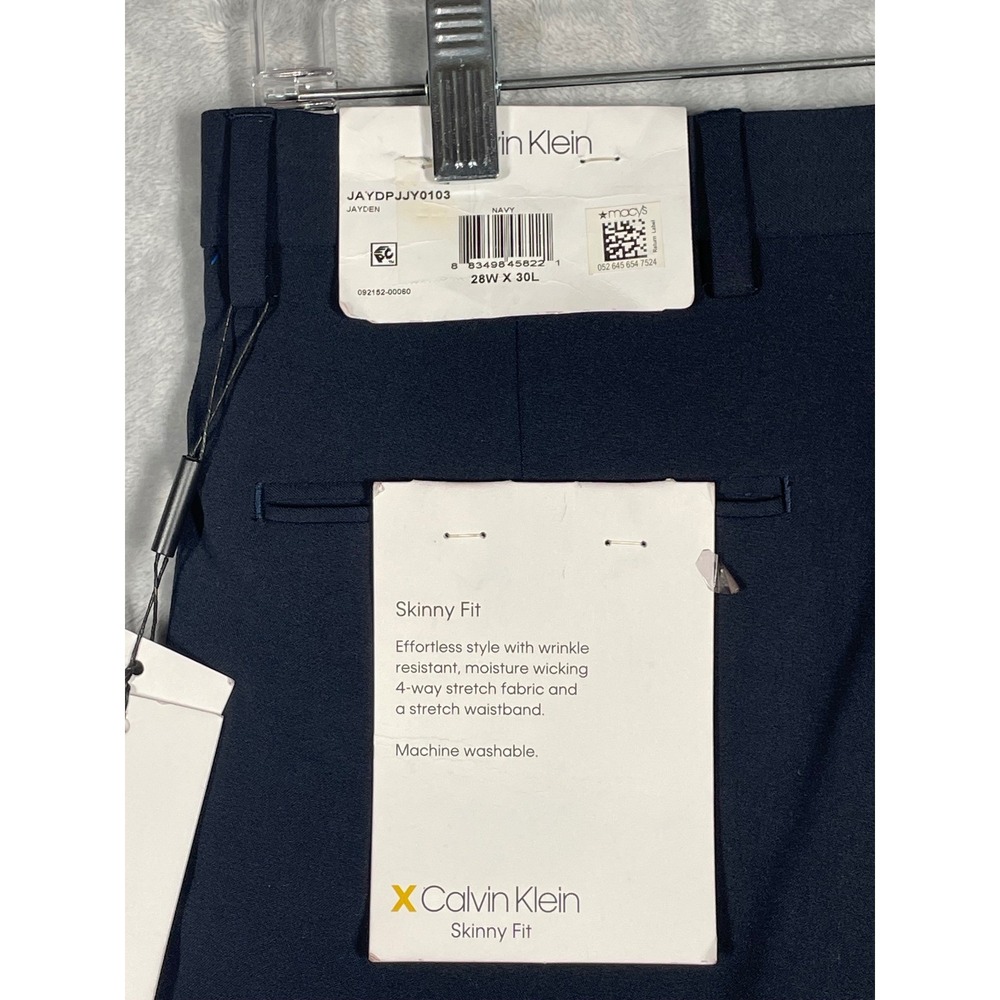 Calvin Klein Mens Jayden Skinny Fit Infinite Stretch Dress Pants Navy 28W x 30L